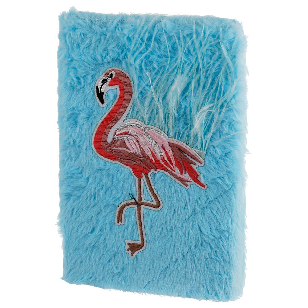 Pinak - Faux Fur Flamingo A5 Notebook - Blue