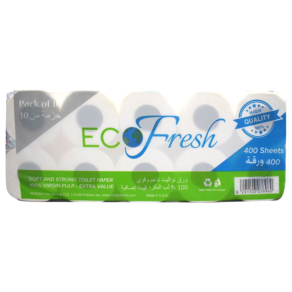 Eco Fresh - Toilet Roll 400 Sheets 2Ply Pack Of 10