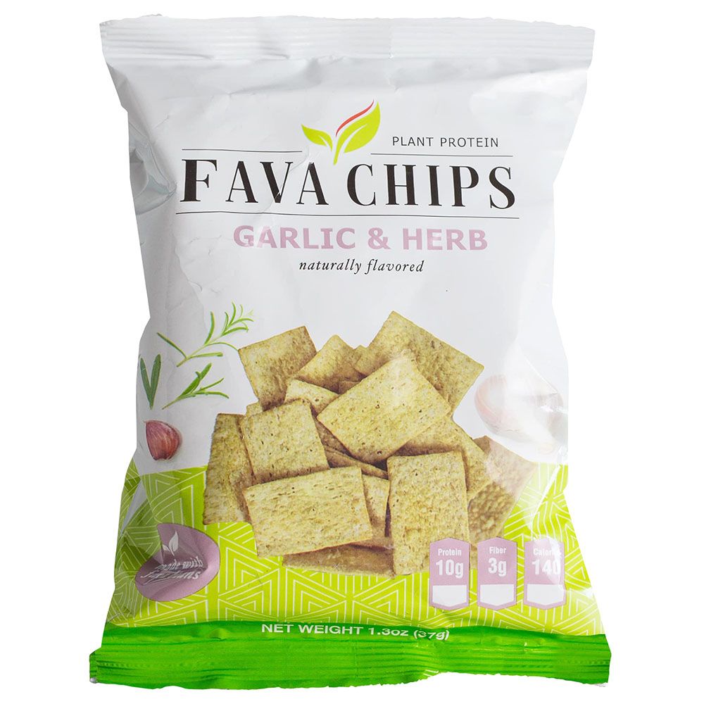 Qvie - Fava Bean Chips - Garlic & Herb