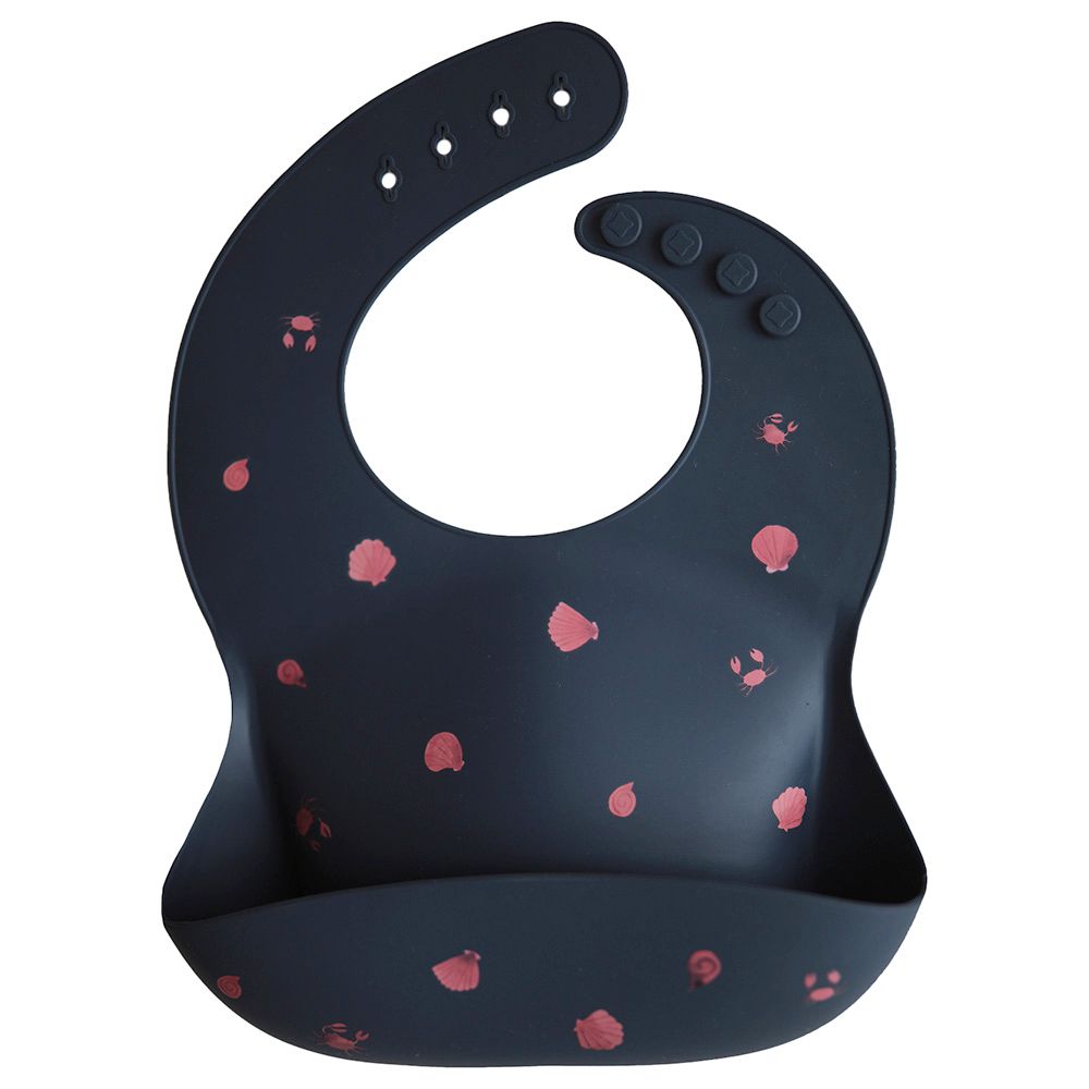 Mushie - Silicone Bib - Shells Smoke