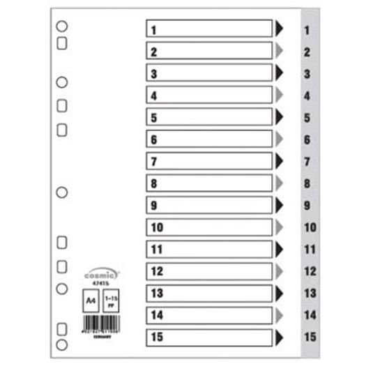 فهرس علمي A4 1-15 من ماركة كوزميك - رمادي