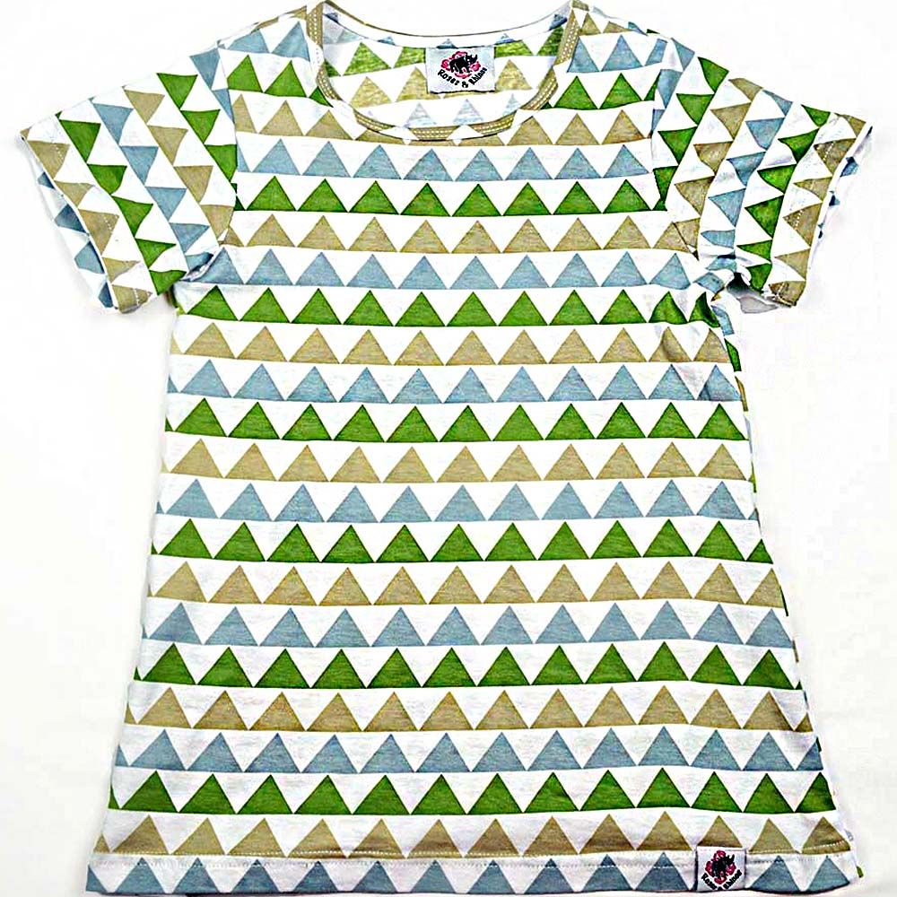 Roses & Rhinos - Triangle Print T-Shrt - Green