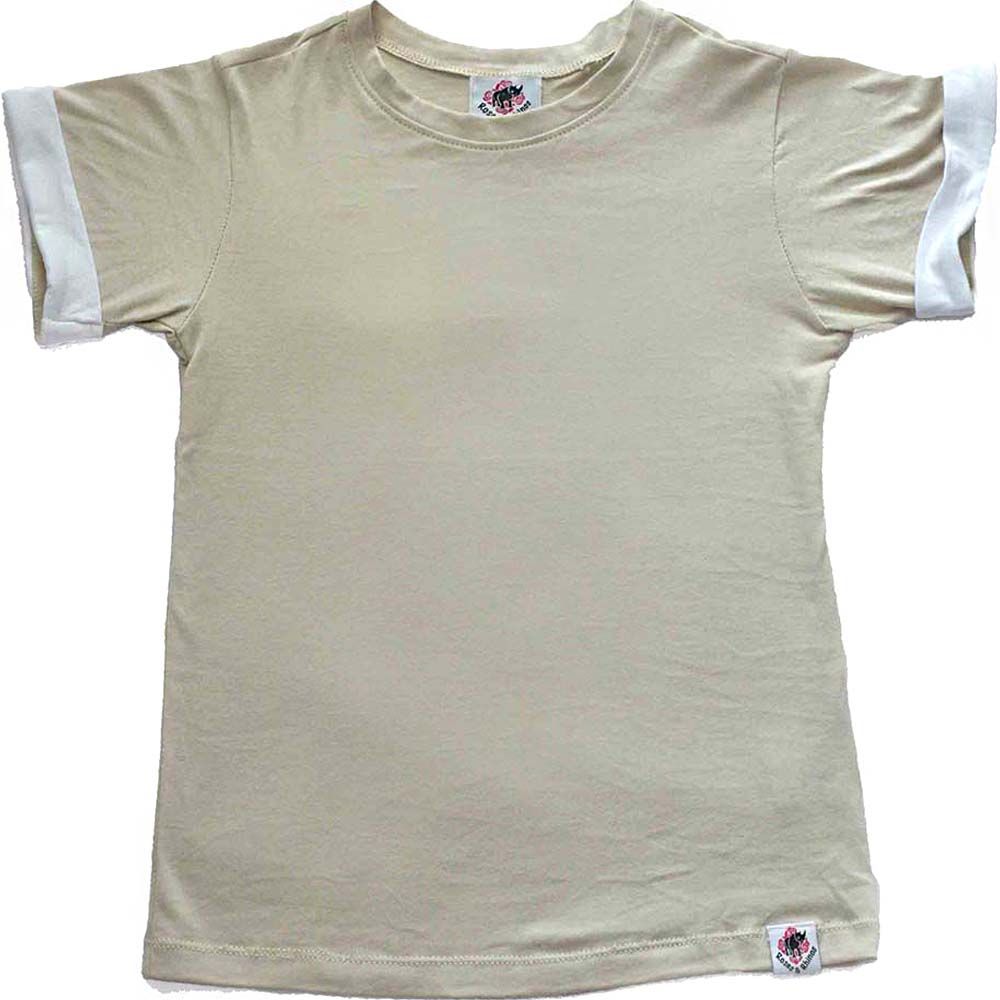 Roses & Rhinos - Roll Sleeve T-Shirt - Beige