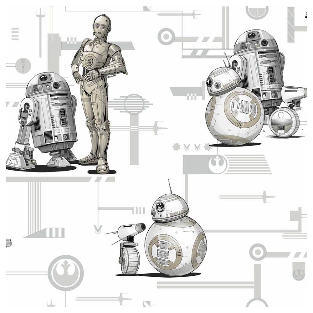 Star Wars The Rise of Skywalker Droids Wallpaper Light Brown