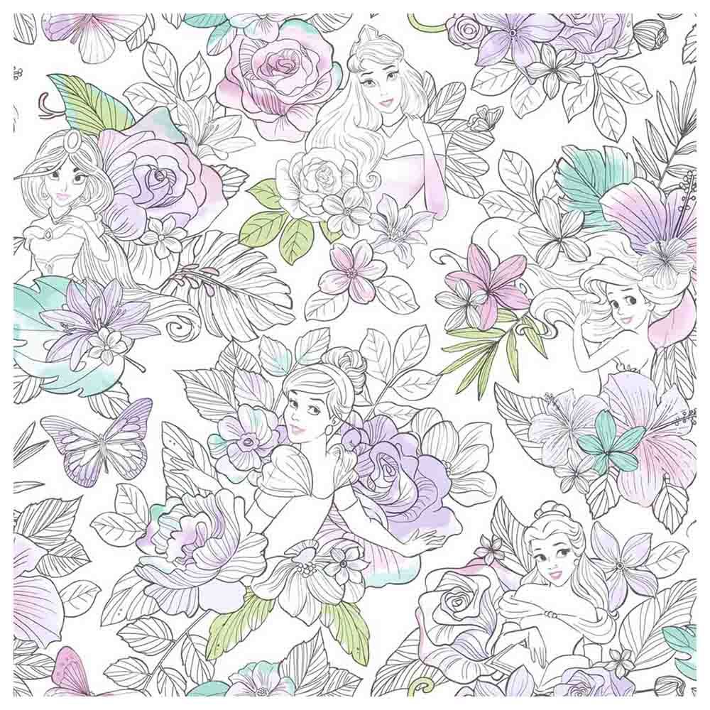 Disney Princess - Royal Floral Wallpaper - Violet