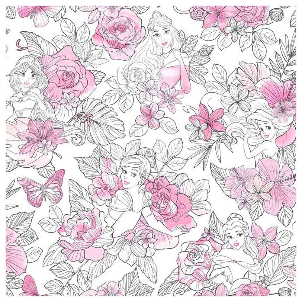 Disney Princess - Royal Floral Wallpaper - Pink