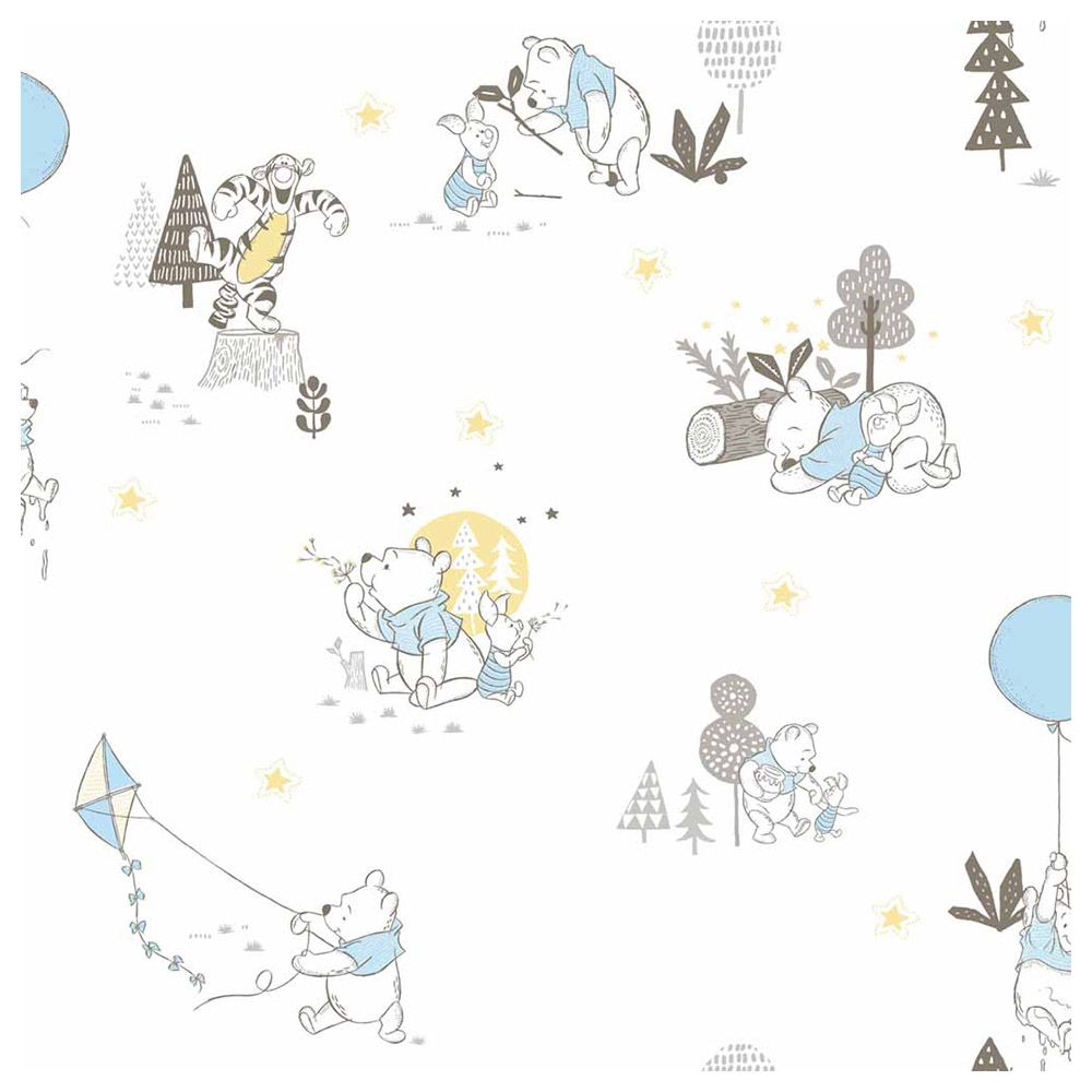 Winnie the Pooh - Playmates Wallpaper - Light Blue