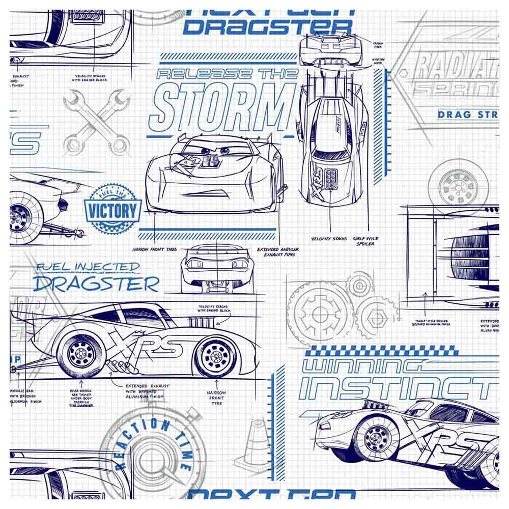Disney Pixar Cars - Schematic Wallpaper - Blue