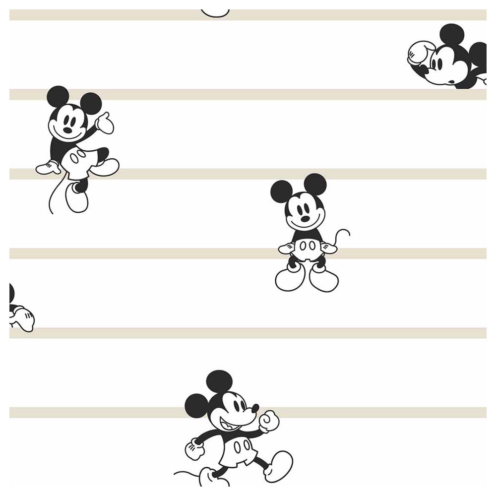 Mickey Mouse - Stripe Wallpaper - Peach