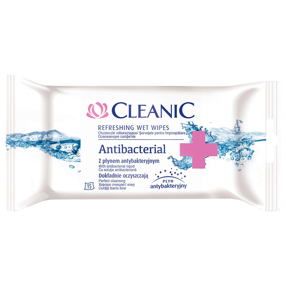 Cleanic - Refresh Anti-Bacterial Wet Wipes 15 Wipes Pack