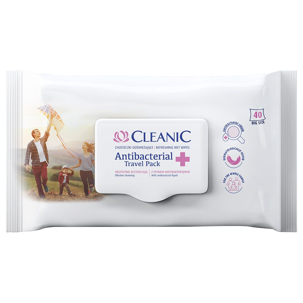 Cleanic - Refresh Anti-Bacterial Wet Wipes 40 Wipes Pack