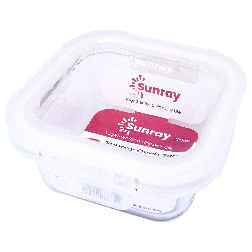 Sunray - Borosilicate Glass Square Food Container - 320ml