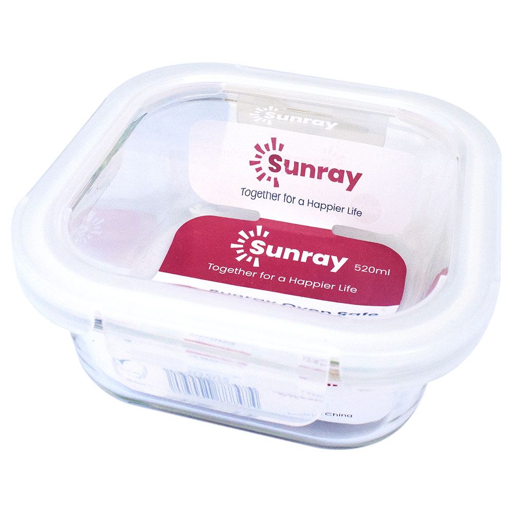 Sunray - Borosilicate Glass Square Food Container - 520ml