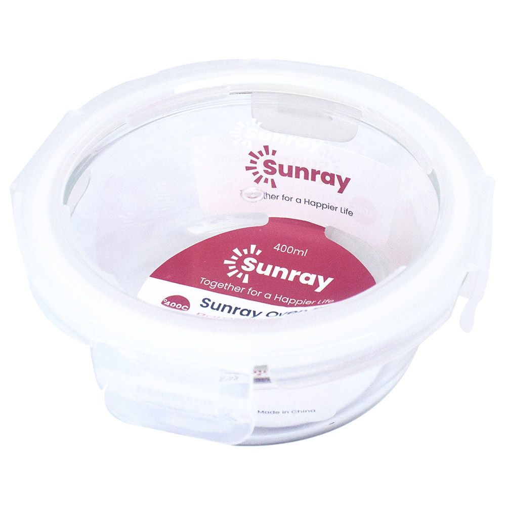 Sunray - Borosilicate Glass Round Food Container - 400ml