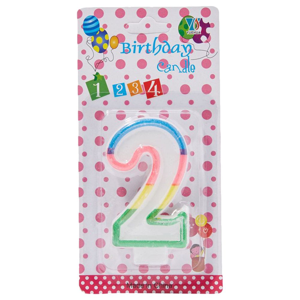 Sarvah - Multi Colour Border Birthday Candle No "2