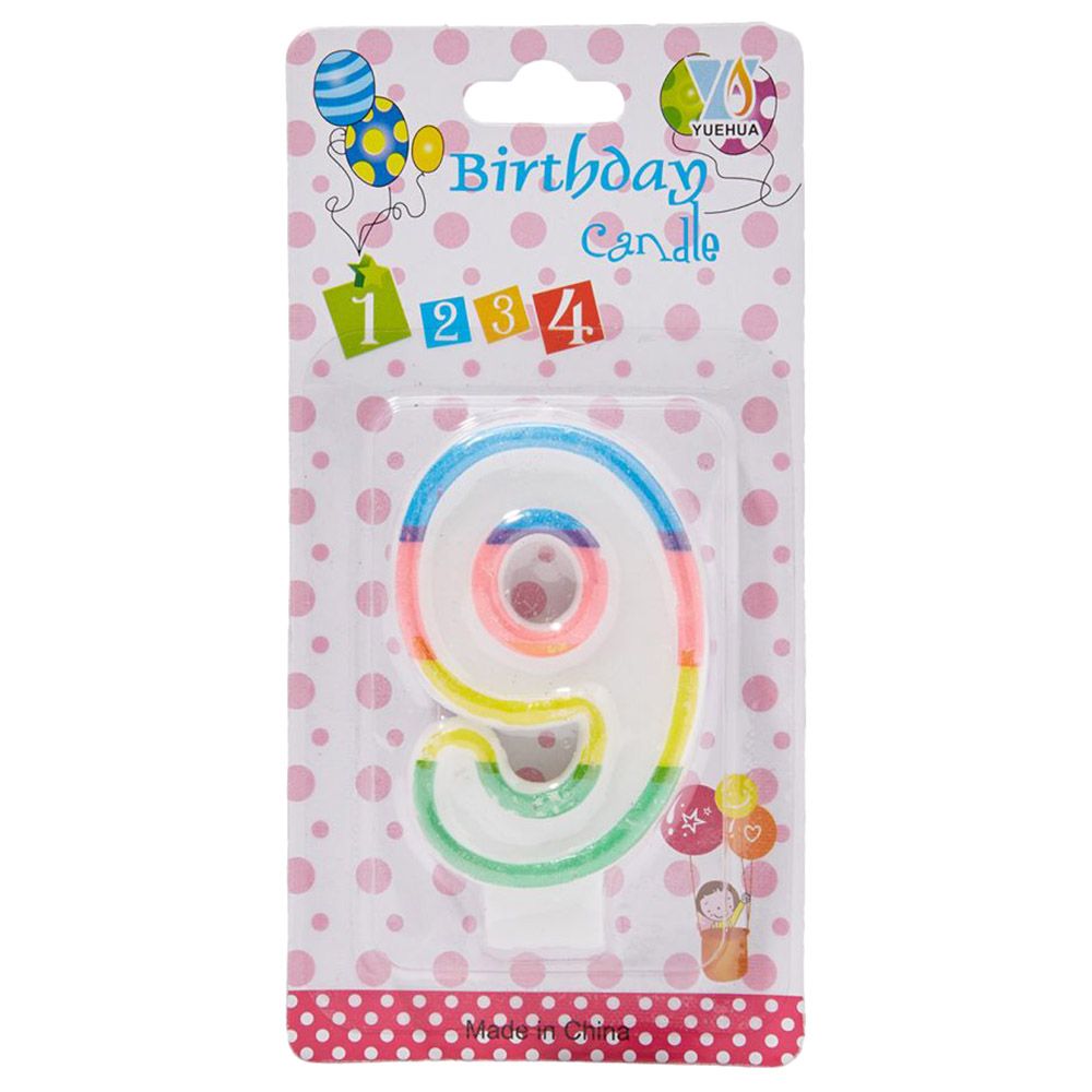 Sarvah - Multi Colour Border Birthday Candle No "9