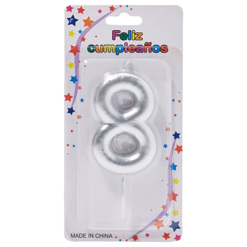Sarvah - Silver Colour With Stick Birthday Candle No "8