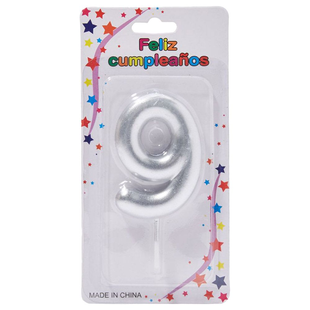 Sarvah - Silver Colour With Stick Birthday Candle No "9