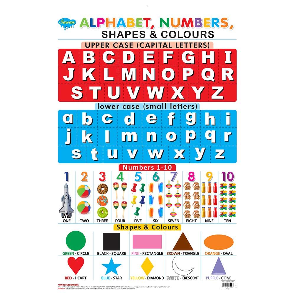 Sawan Charts - Alphabet, Number's, Shapes & Colour
