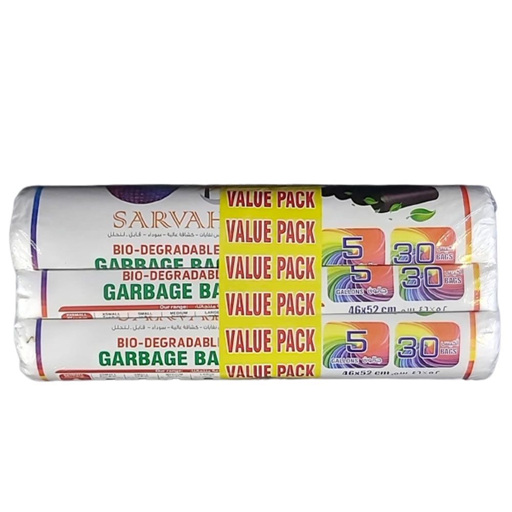 Sarvah - Garbage Bags 30 x 3 Roll White  - 46X52cm/5 Gallons