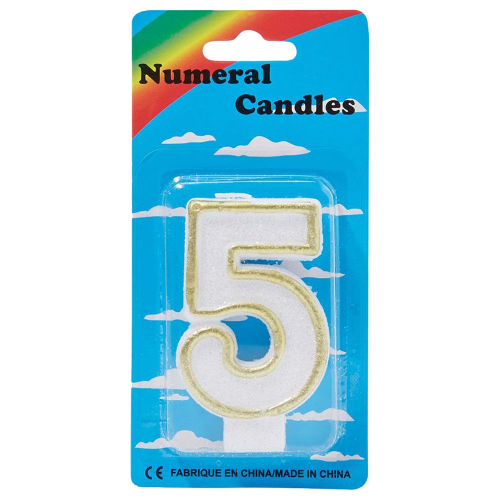 Sarvah - Gold Border Birthday Candle No "5