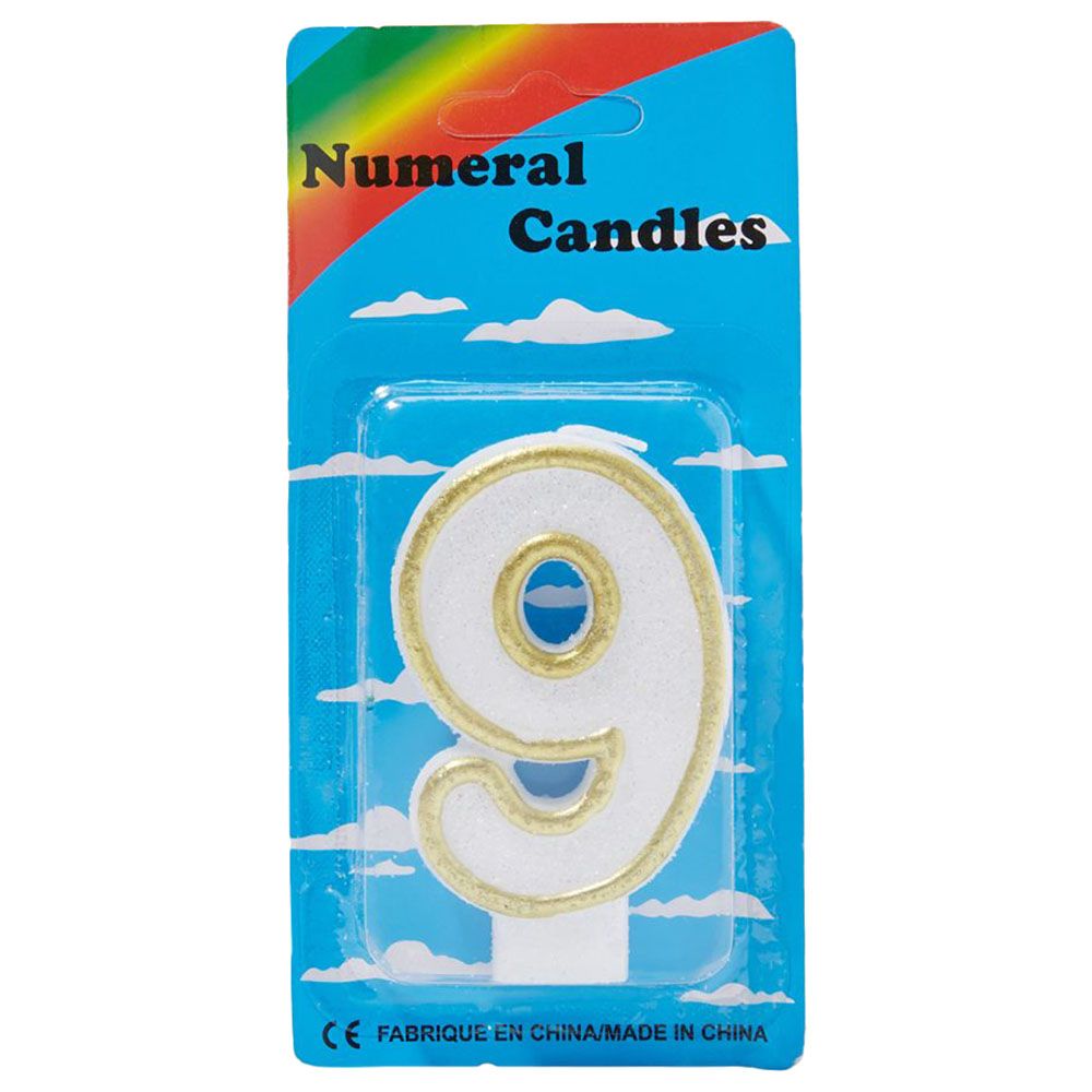 Sarvah - Gold Border Birthday Candle No "9