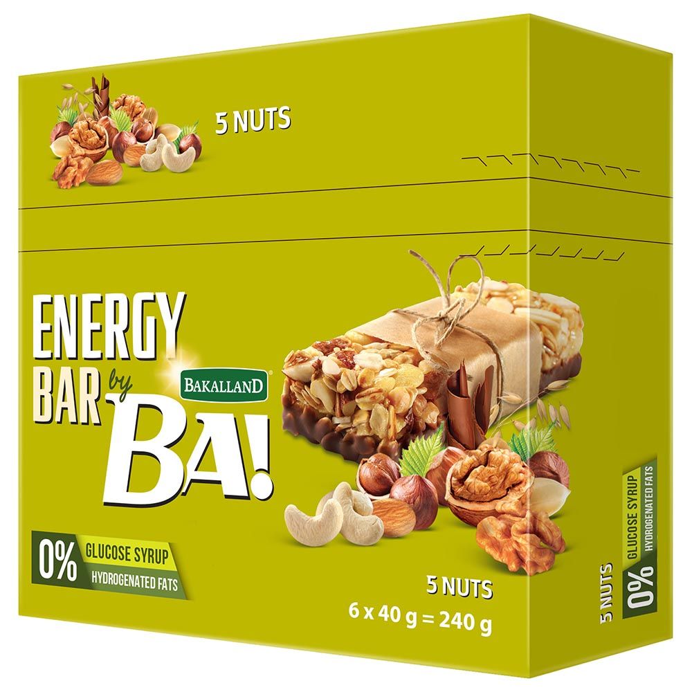 Bakalland - 5 Nuts Energy Bar 40g - 6's