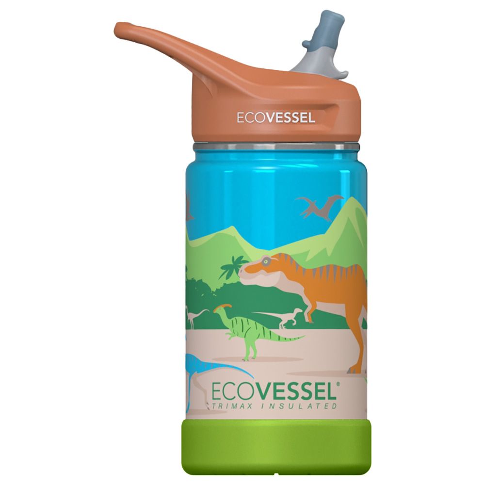EcoVessel - Frost Kids Insulated Bottle + 355ml Straw - Dino