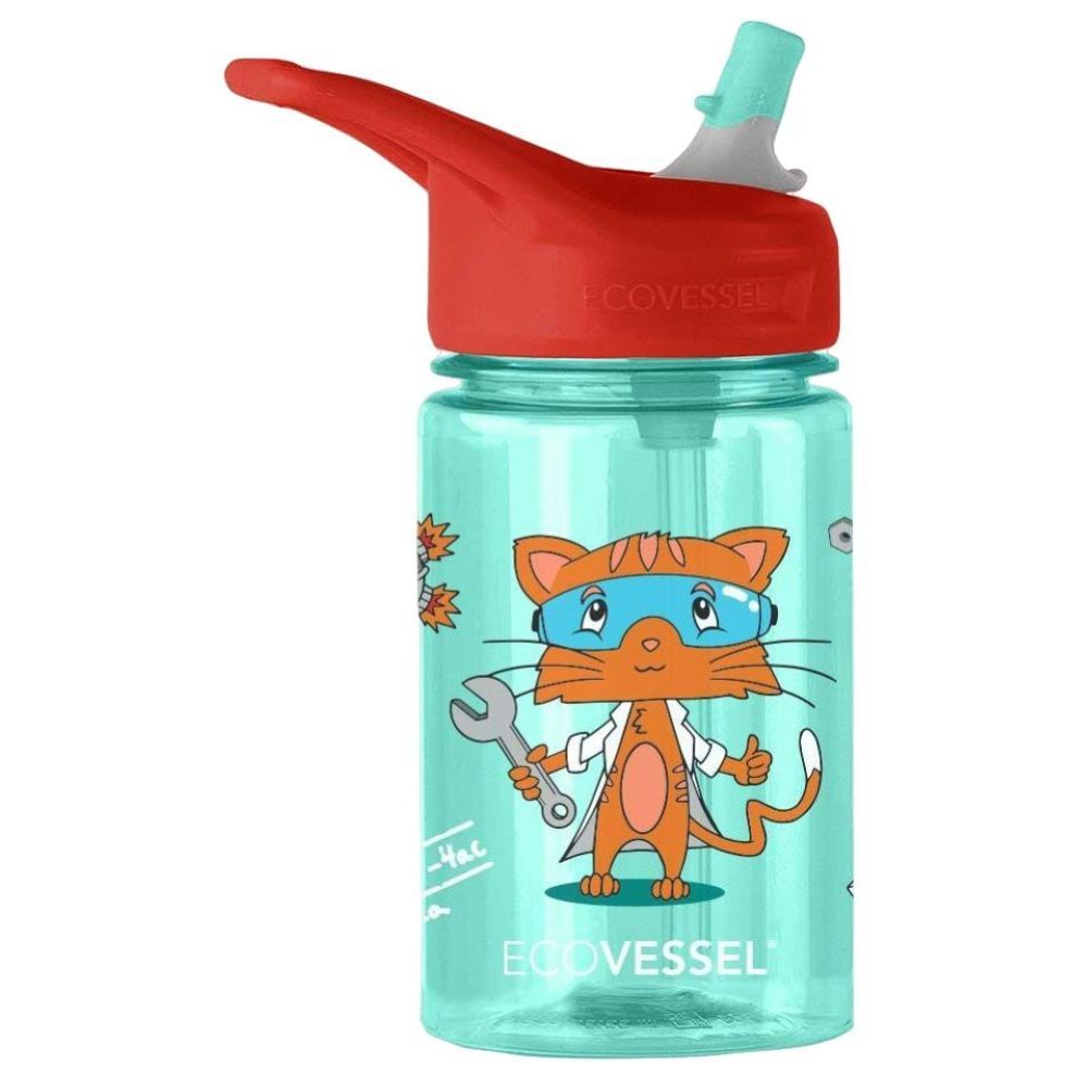 Ecovessel - Splash Kids Water Bottle 12oz/370ml - Science Cat