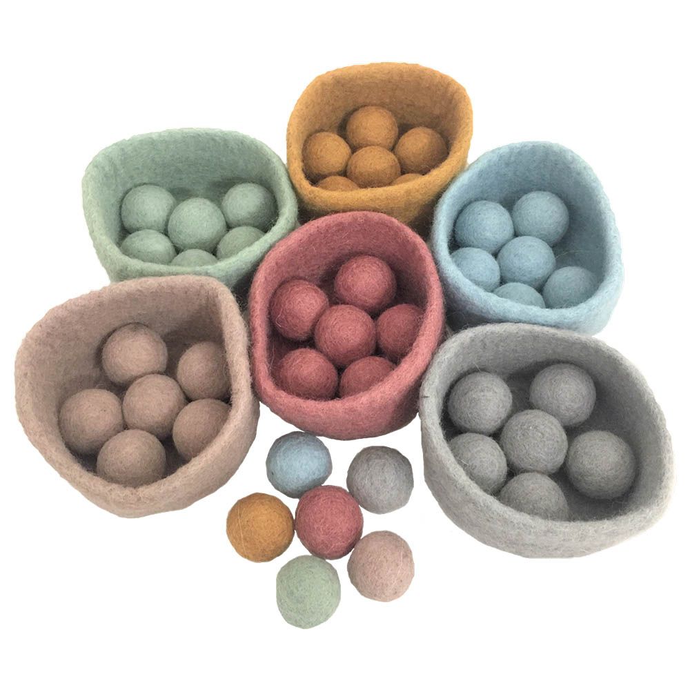 بابوس - كرات + أوعية - 48 قطعة - ألوان ترابية