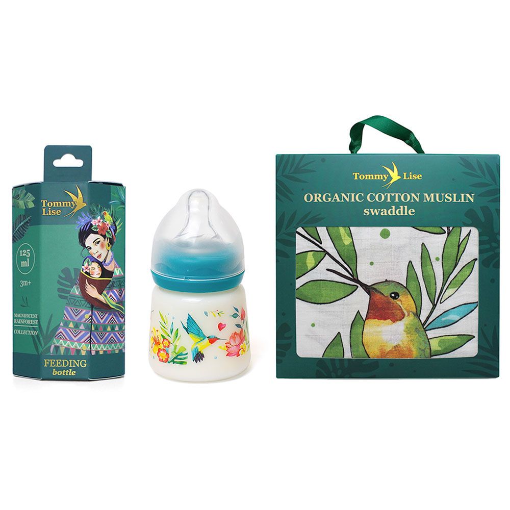 Tommy Lise - Feeding Bottle + Muslin Swaddle - Airy Grace