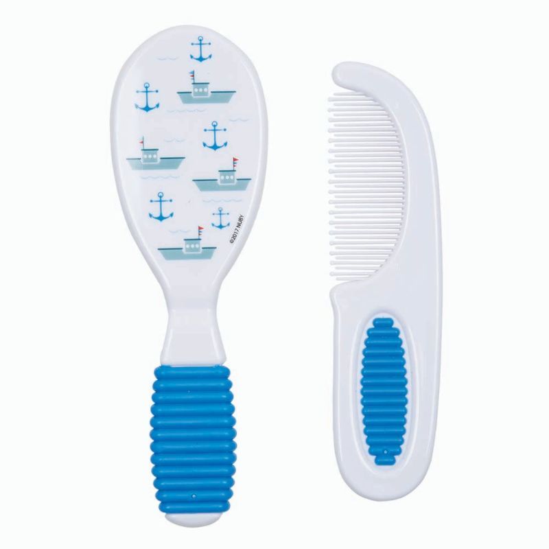 Nuby - Comb & Brush Set - Blue 