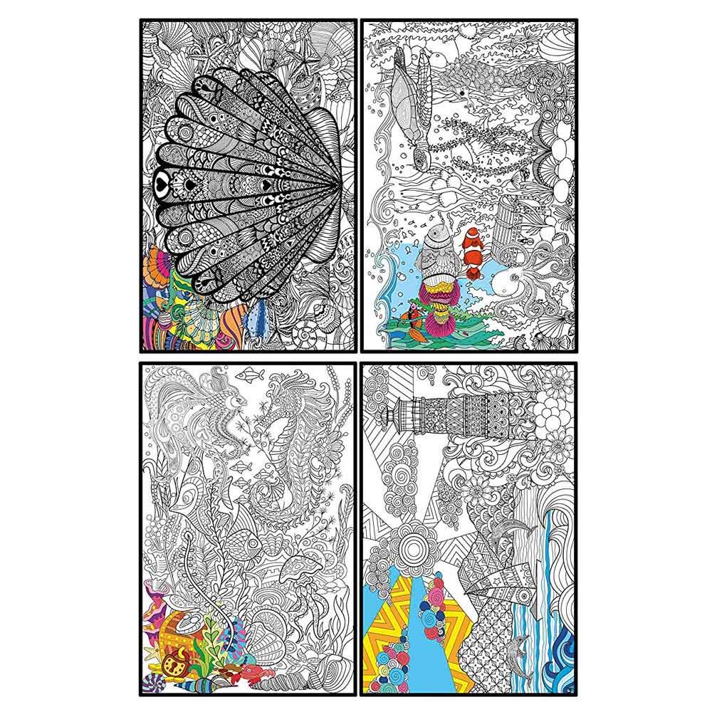 Joy of Coloring - Coloring Poster Pack of 4 - Ocean