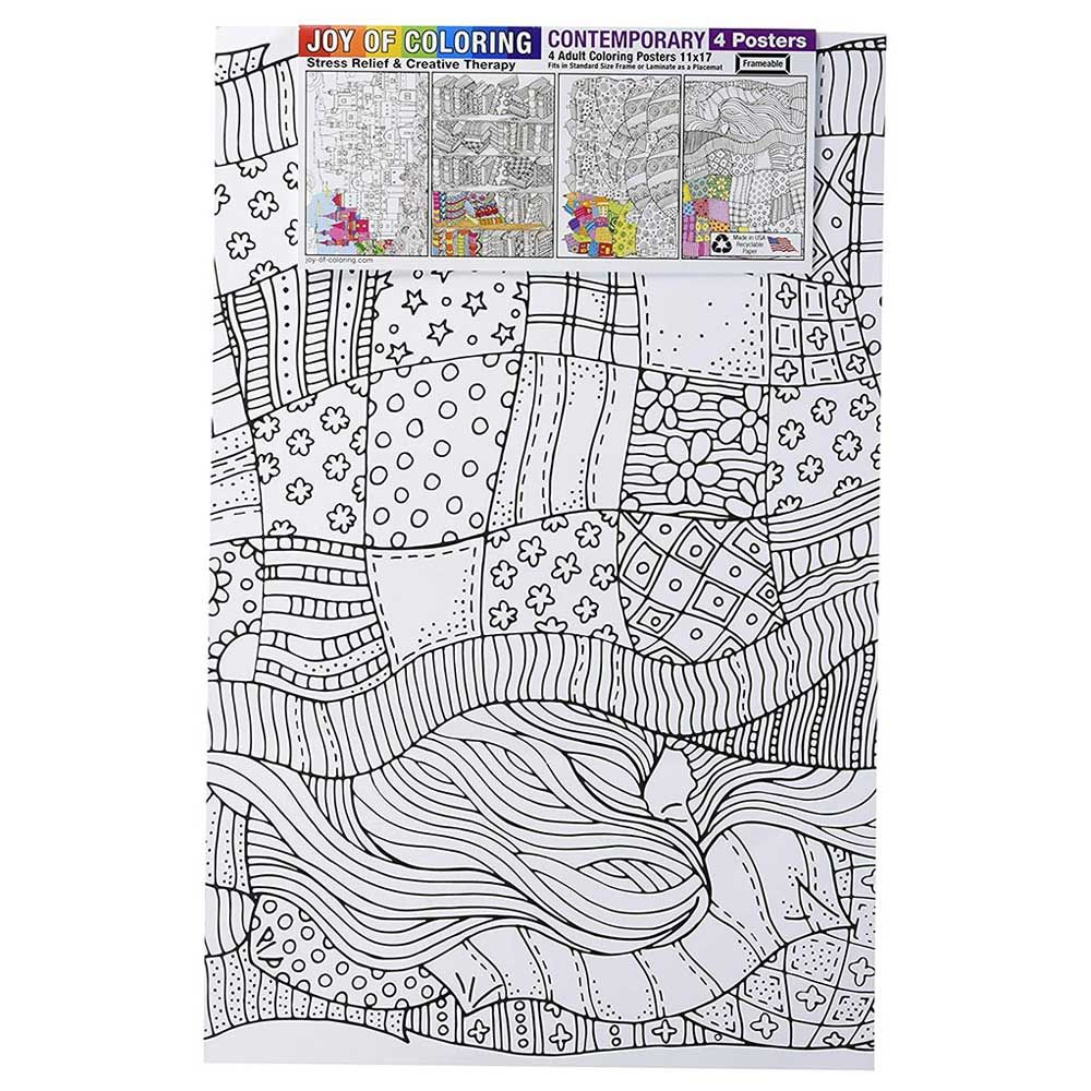 Joy of Coloring - Coloring Poster Pack of 4 - Contemporary