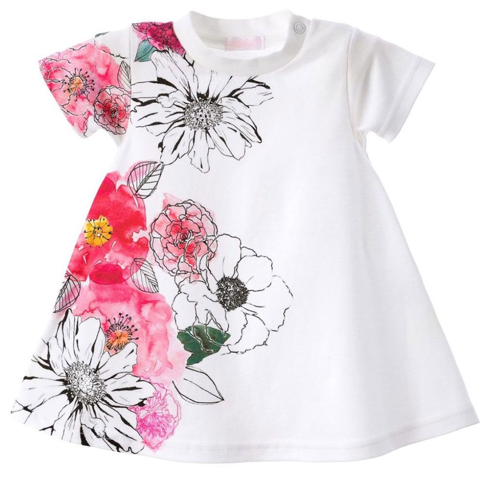 فستان برسمة الأزهار لون أبيض من ماركة صوفيا