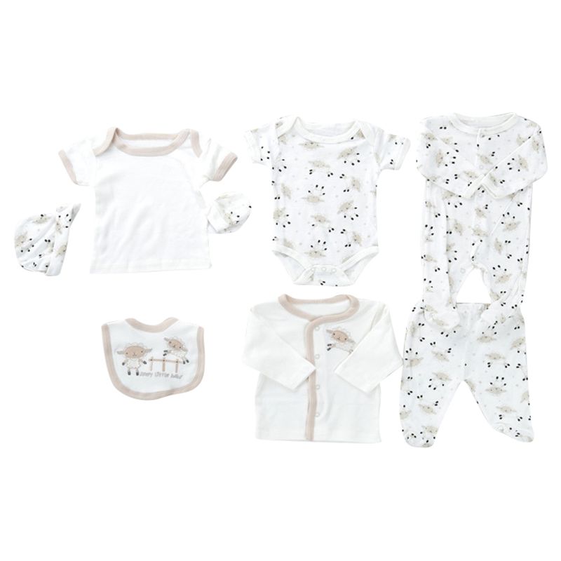 TheMadeonEarth - 8pcs Ann The Sheep Newborn Set - White