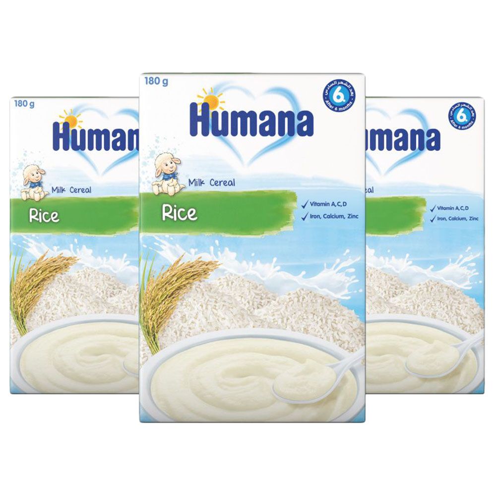 Humana - Milk Cereal Rice 180G Pack Of 3