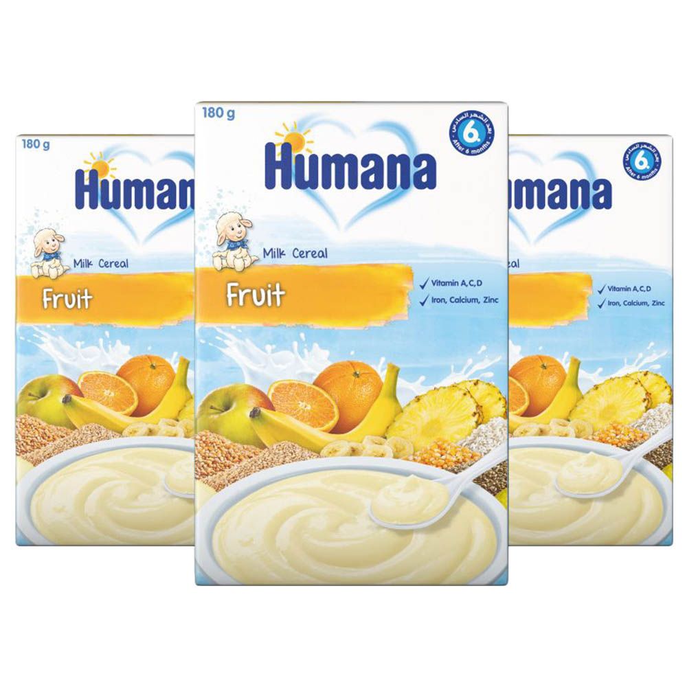 Humana - Milk Cereal Fruits 180G Pack Of 3