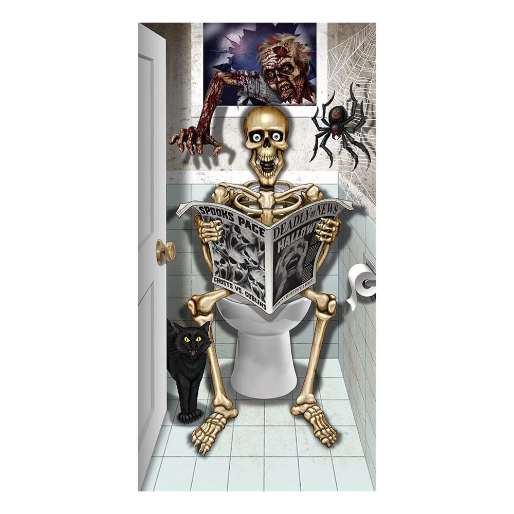 Bristol Novelty - Skeleton Bathroom Door Cover Decoration - Beige