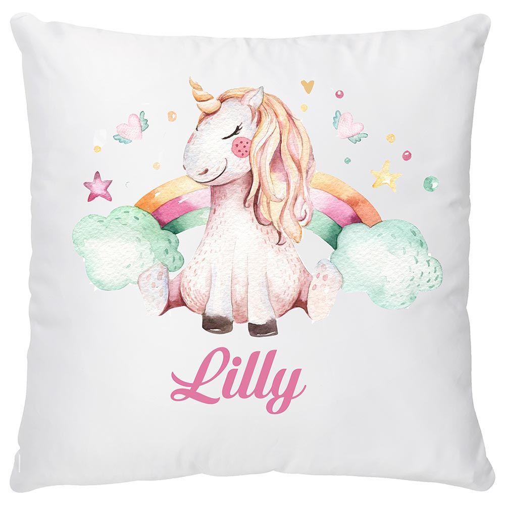 Mini Plum - Personalized Cushion Cover - Unicorn - White
