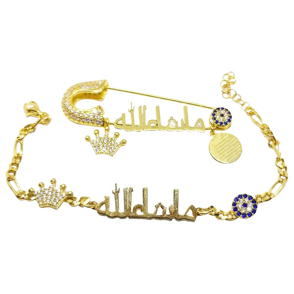 ميني بلام إسوارة قابلة للتخصيص دبوس ذهب