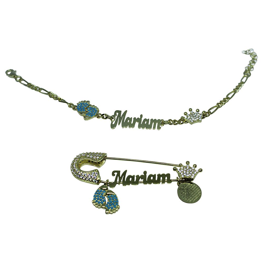 ميني بلام إسوارة قابلة للتخصيص مطلية ذهب وفضة دبوس