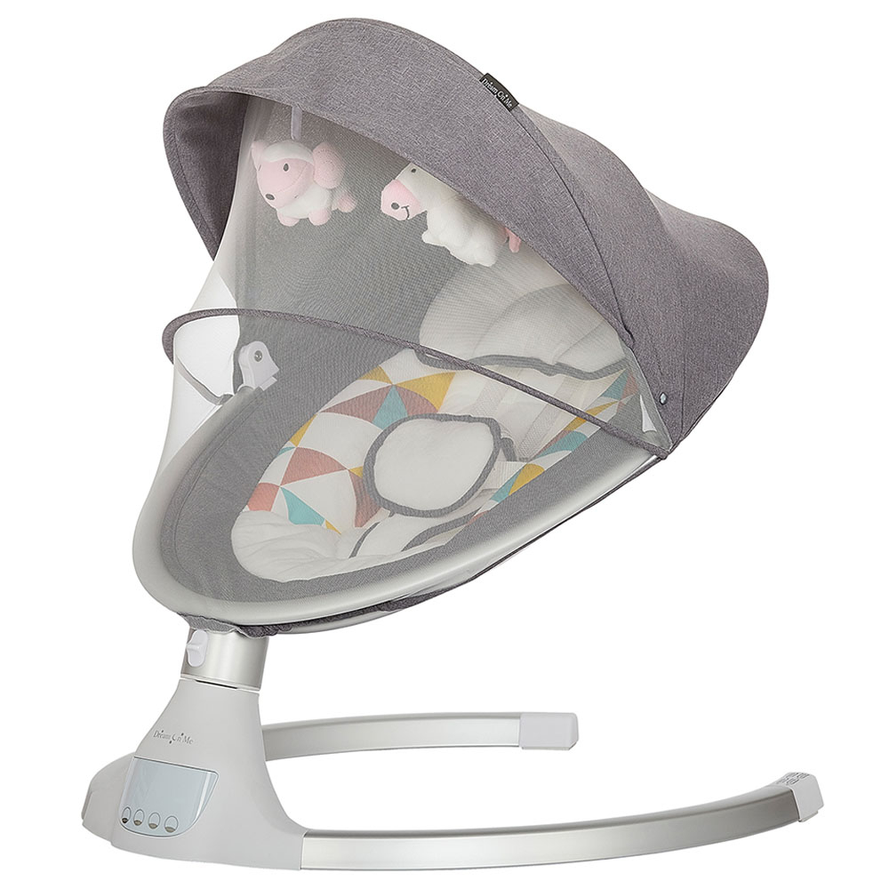 Dream On Me - Zazu Baby Swings Chair w/ 2 Toys - Grey And Pink