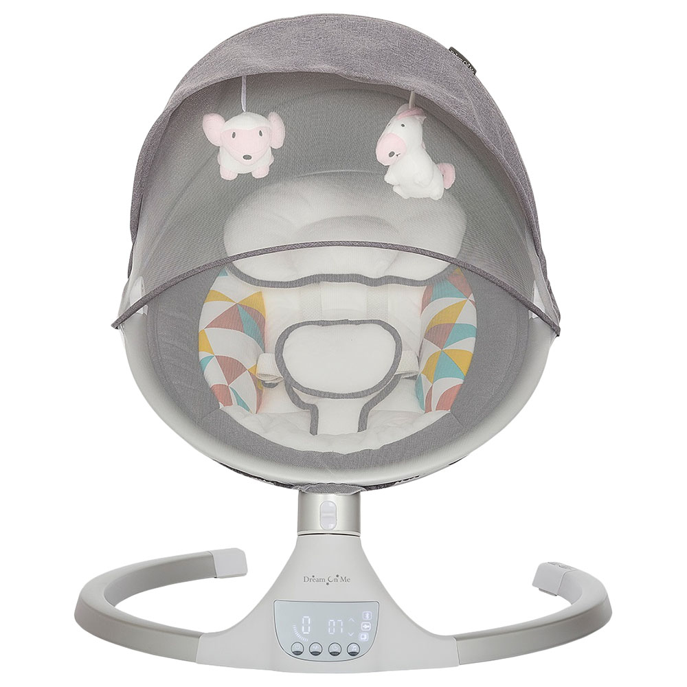 Dream On Me - Zazu Baby Swings Chair w/ 2 Toys - Grey And Pink