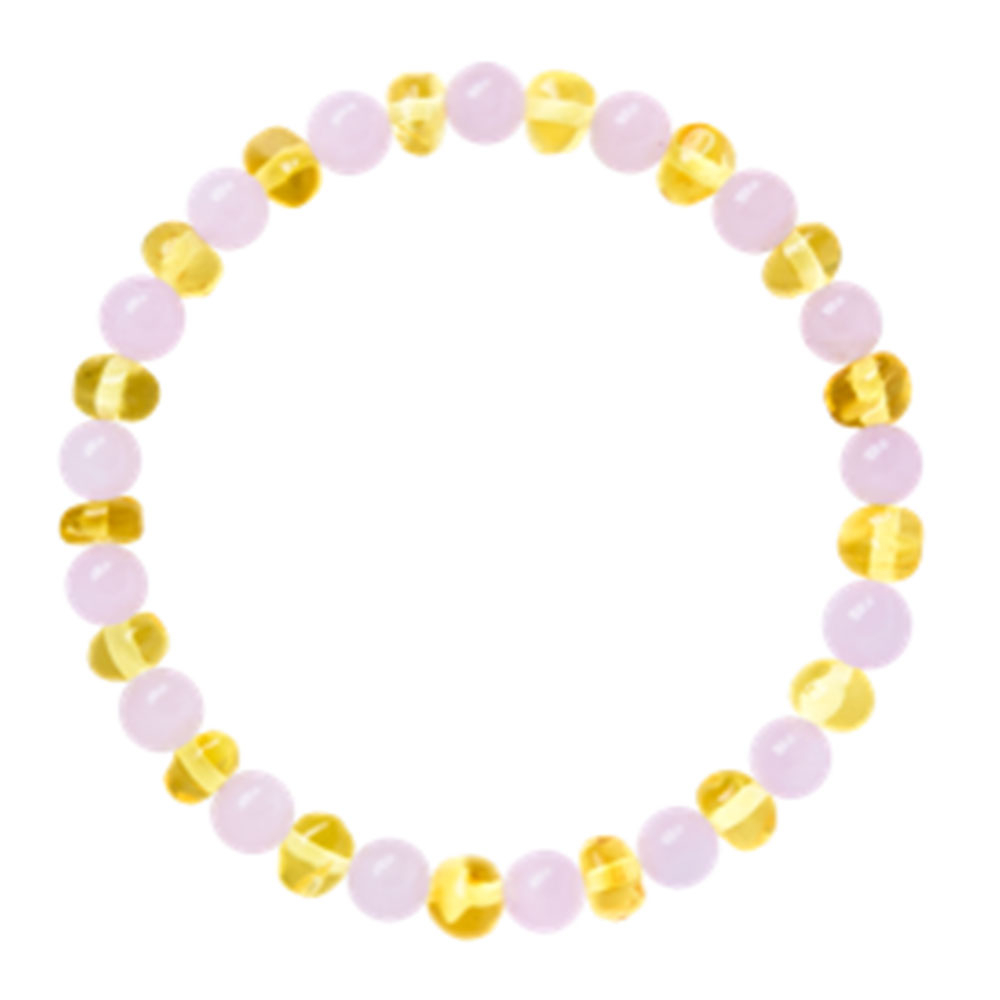 Made by Nature - Amber Adult Lemon + Quartz + Jade Bracelet